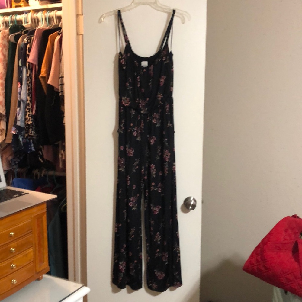 Black floral jumpsuit